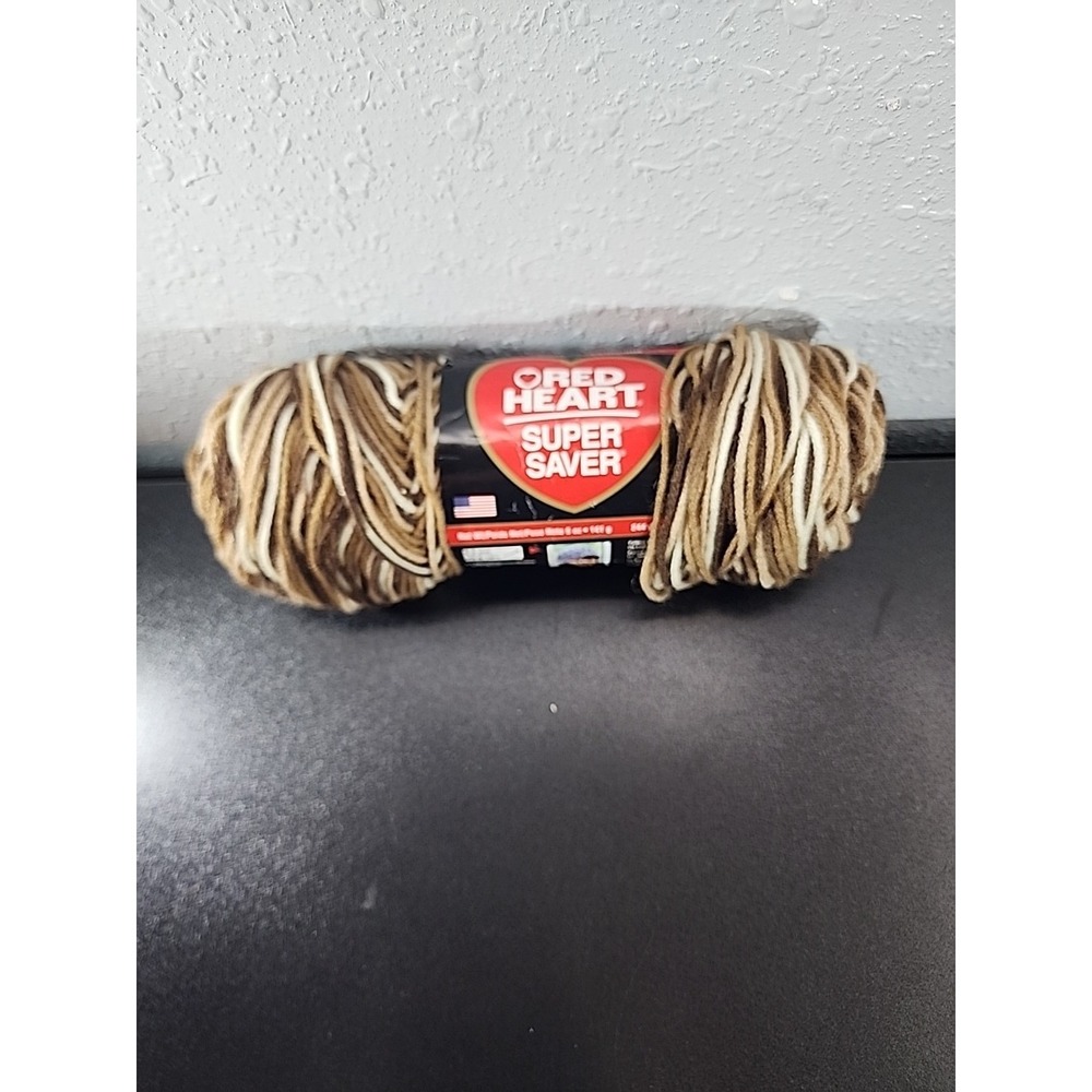 Red Heart Yarn Super Saver Worsted: Lot of 1 in color Bruns Ombre Cafes Lot 6110